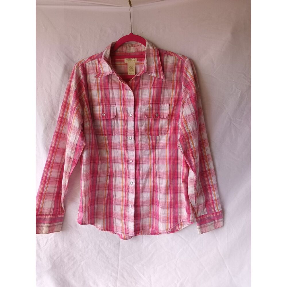 Wrangler Pink Plaid Pearl Button Snap Medium Shirt